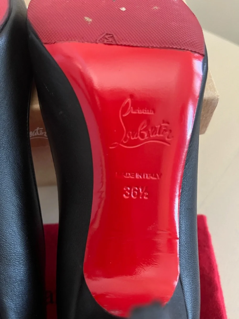 Christian Louboutin Black Pointed Toe Leather Pumps